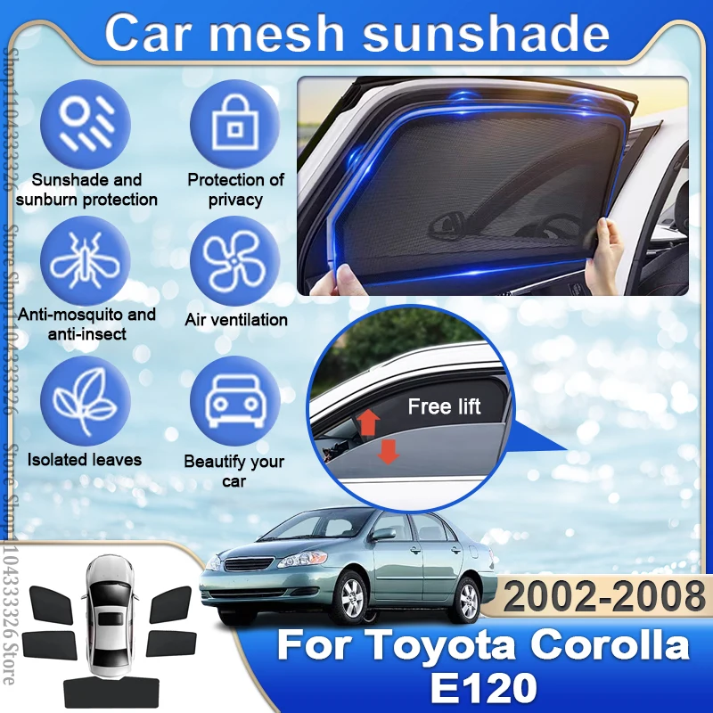 

For Toyota Corolla E120 Accessories 2002-2008 2006 Magnetic Car Sunshade Curtain Window Uv Protection Sun Visor Summer Accessory
