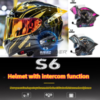 SOMAN Motorcycle Helmet Dual Lens Four Seasons Riding Revealed Full Helmet SM955-S with S6 Intercom Bluetooth DOT Certification