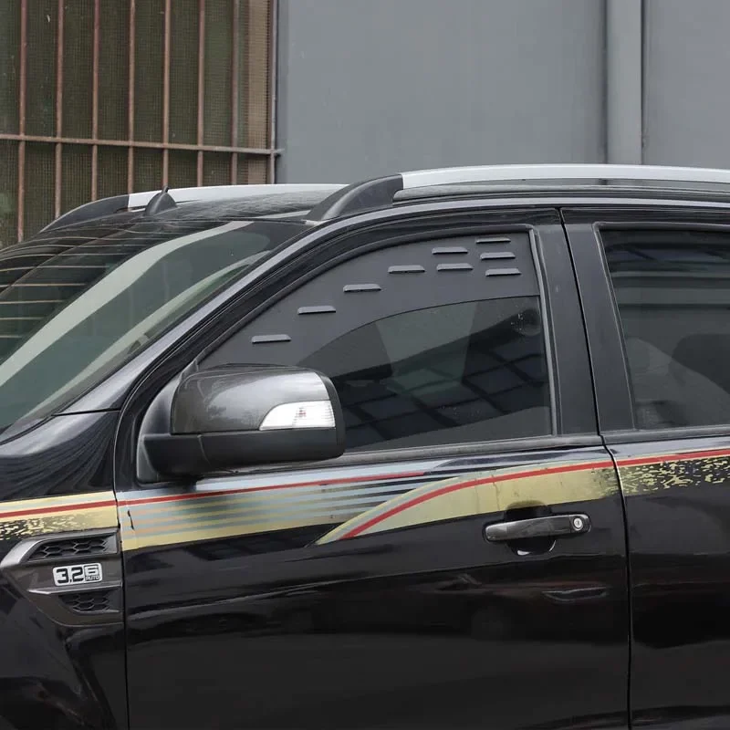 

For Ford Ranger Wildtrak T7 T8 2015-2022 Aluminum Alloy Black Car Front Window Ventilation Blinds Panel Car Accessories