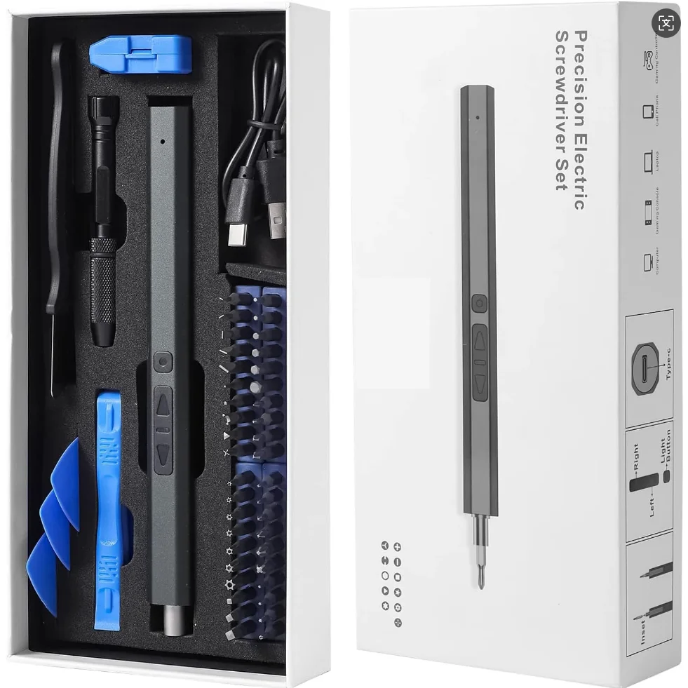 

Набор электрических отверток 50 в 1, магнитная бита Phillips Torx, профессиональный ремонтный набор ручных инструментов, светодиодный тип C для iPhone PC