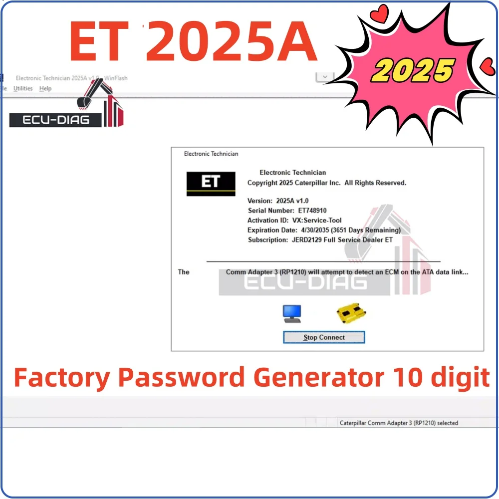 

2025 NEW For Red Cat ET 2025A Diagnostic Program with Factory Password Generator(10 digits)