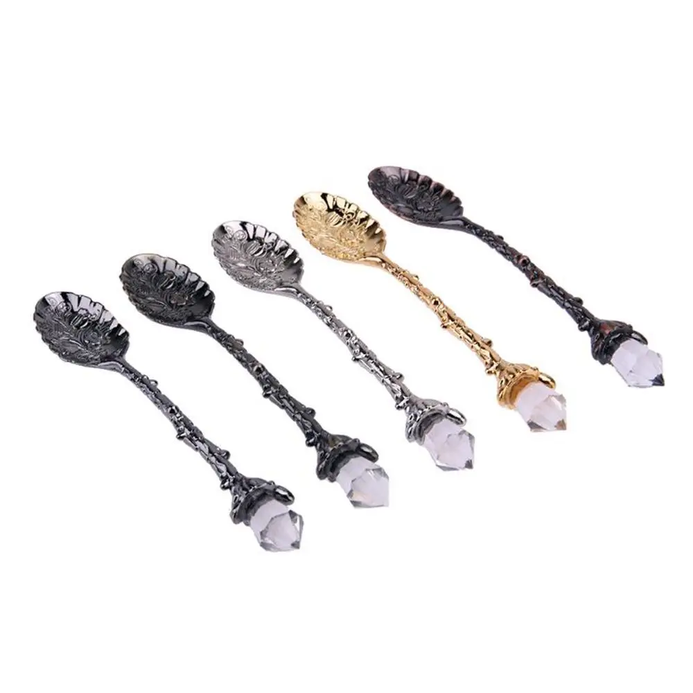 Coffee Spoon Crystal Head Tea Flatware Ice Cream Dessert Accessories Scoops Kitchen Dining Bar
