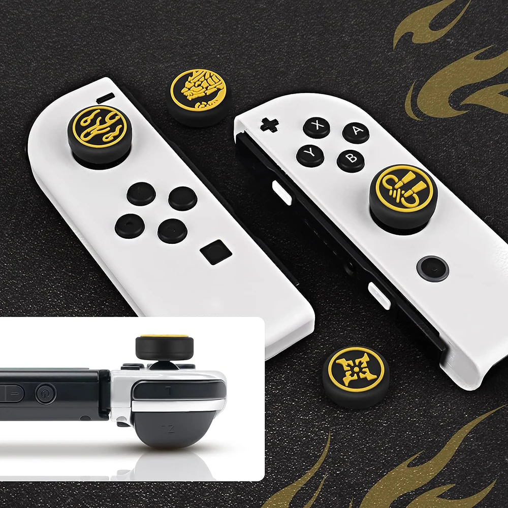 4ชิ้นปลอกแฮนด์จับแบบแอนะล็อกซิลิโคนลายการ์ตูนเข้ากันได้กับนินเทนโดสวิตช์ OLED/SWITCH lite/ SWITCH ฝาครอบป้องกันจอยสติ๊ก