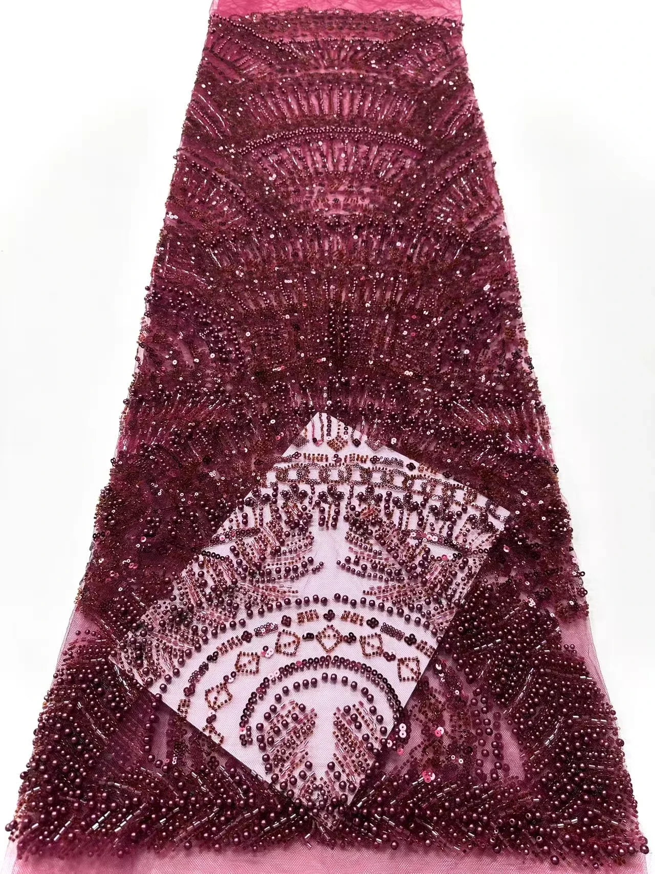 Orangefarbener Perlen-Spitzenstoff, afrikanischer Tüll-Spitzenstoff, 2025, französischer Stickerei-Spitzenstoff für Hochzeit, Party, Nähmaterial CC1732