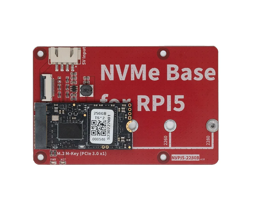 NVPI5-2280B NVMe Development Board SSD HAT PCB M.2 M-Key 2230, 2242, 2260, 2280 PCIe Gen3 For Raspberry Pi 5