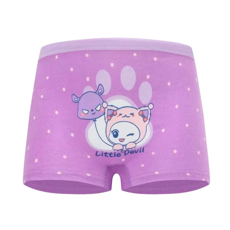 4-Piece Pack Breathable Cotton Girls Panties Double Layer Bottom Comfort Daily Wear Children\'s Underwear Cute Cartoon Print