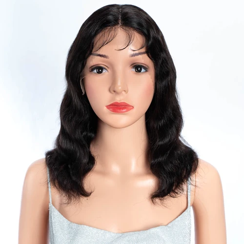 Imagen 2 del producto Lekker-Peluca de cabello humano ondulado profundo para mujer, postizo de encaje frontal 13x1 T, pelo Remy brasileño, 14 pulgadas