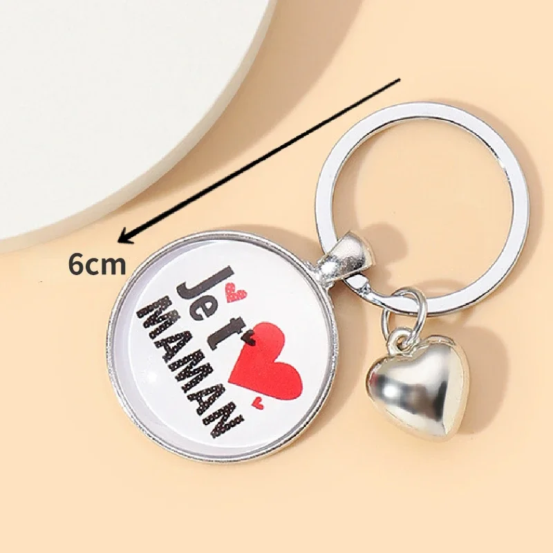 1pcs European and N Mother's Day Mother and Daughter Love Time Gem Key Ring, Glass Pendant Key Chain Birthday Gift