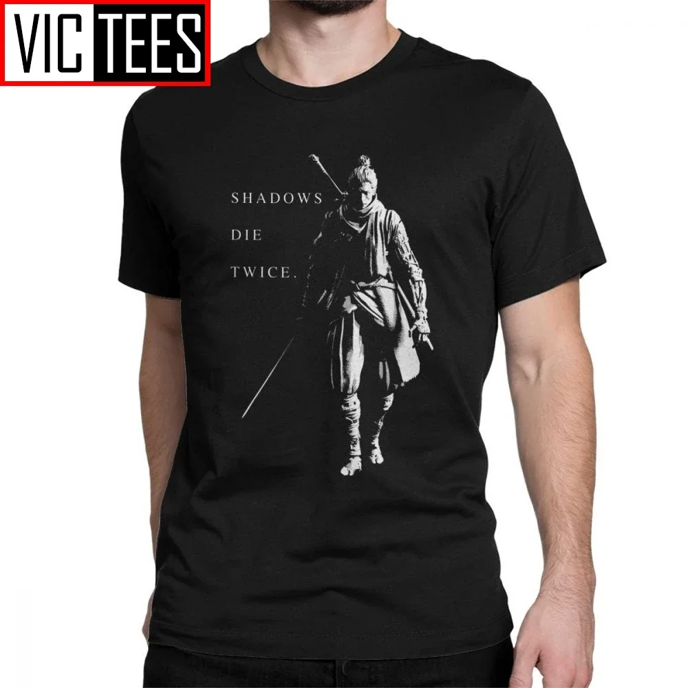 Fun Sekiro Shadows Die Twice T-Shirt for Men Cotton Men T Shirts Wolf Souls Samurai Game Japanese Tee Gift Idea Tops