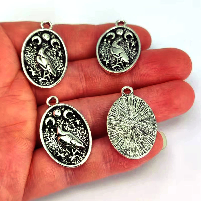 5pcs New DIY Oval Bird Sun Moon Star Night Pendant Charm for Women Man Accessories