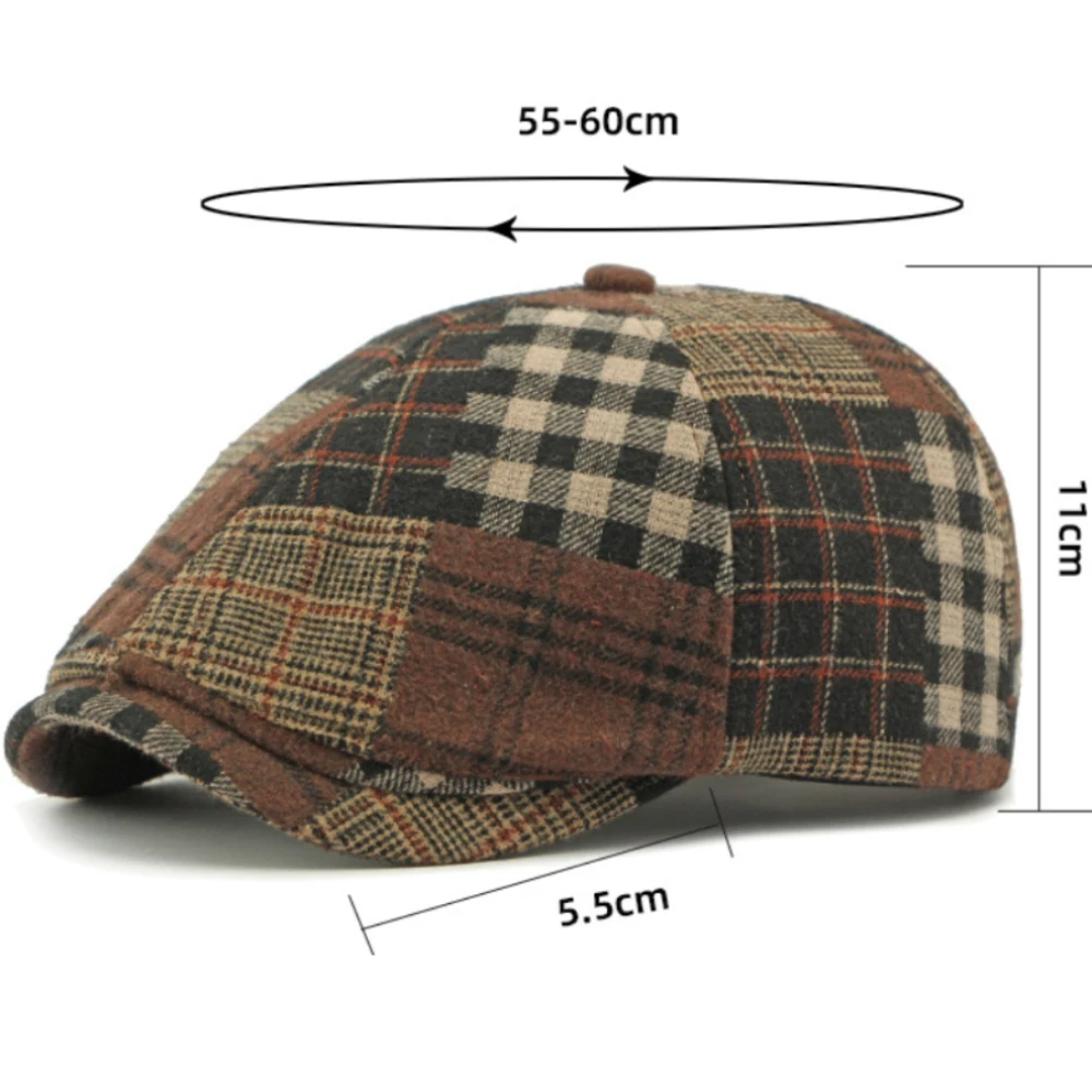 

MZ4441 Мужской Берет Женский Ретро Плед Художник Берет Шляпа Весна Осень Зима Шляпа Мужской Женский Регулируемый Восьмиугольный Берет Кепка