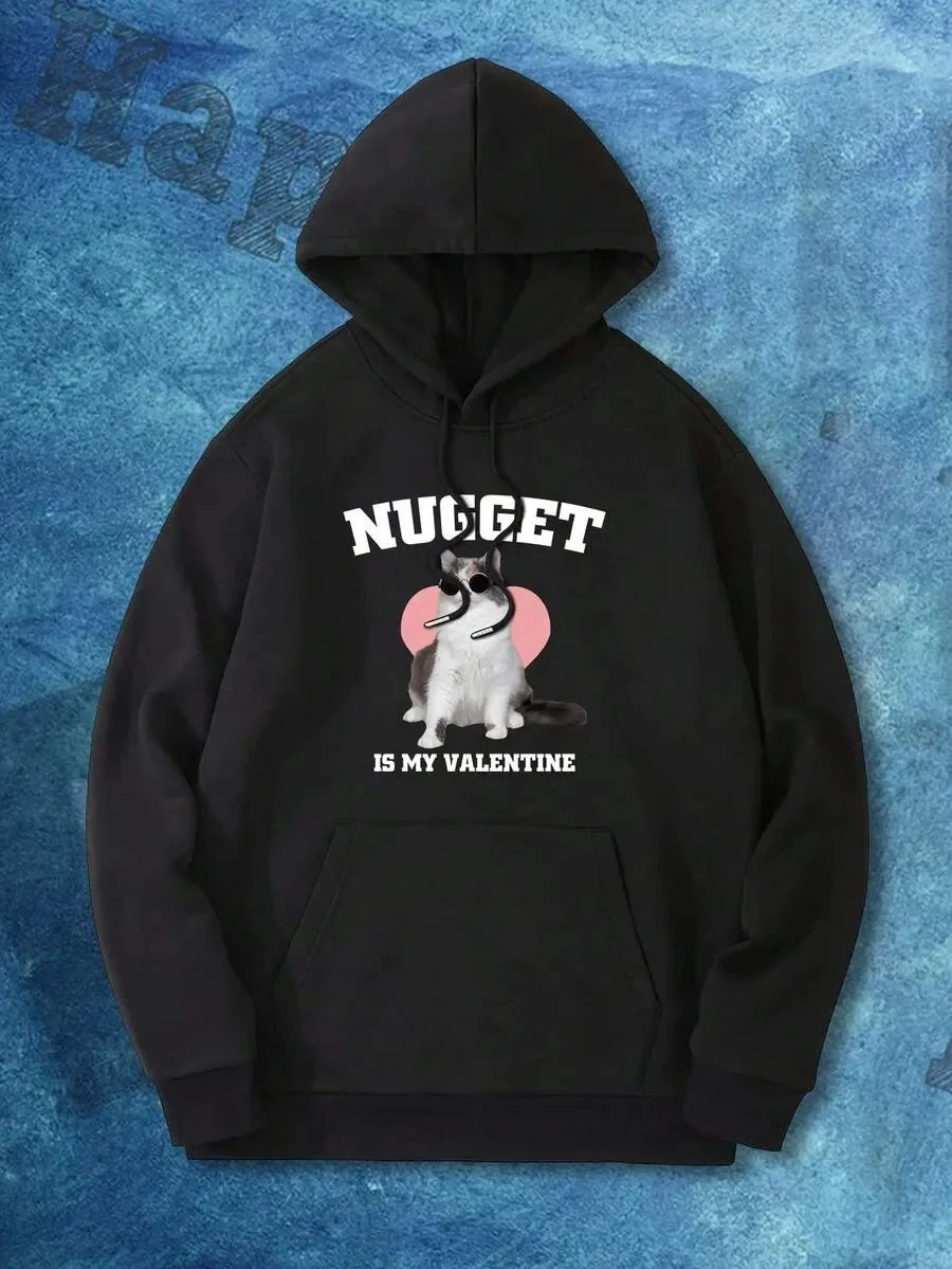 

Cute - Style Pure Cotton Hoodie Featuring Cool Cat Graphic and Sweet Text - Charming Choice for Pet Enthusiasts Out Piece