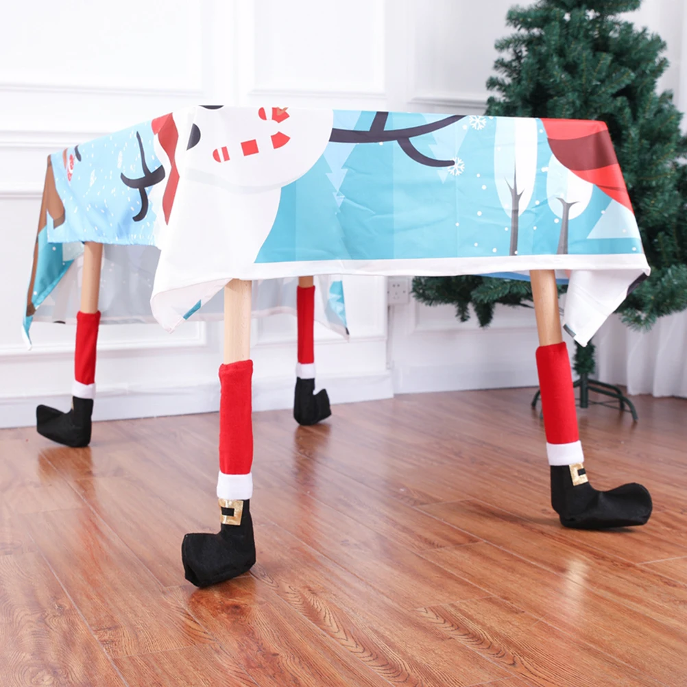 

8pcs Christmas Chair Leg Covers Cartoon Table Feet Sleeves Cloth Protectors Soft Floor For Home Kitchen Dining Bar