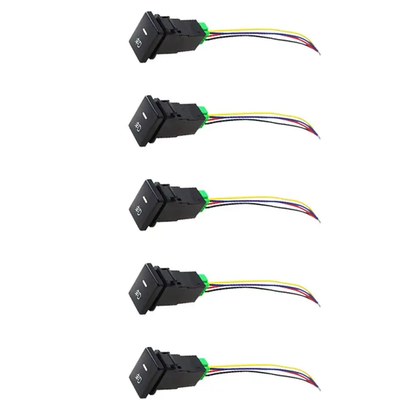 AASS-5X 4-Pole 12V Push Button Switch With LED Background Indicator Lights For Fog Lights DRL LED Light Bar(33X22mm)