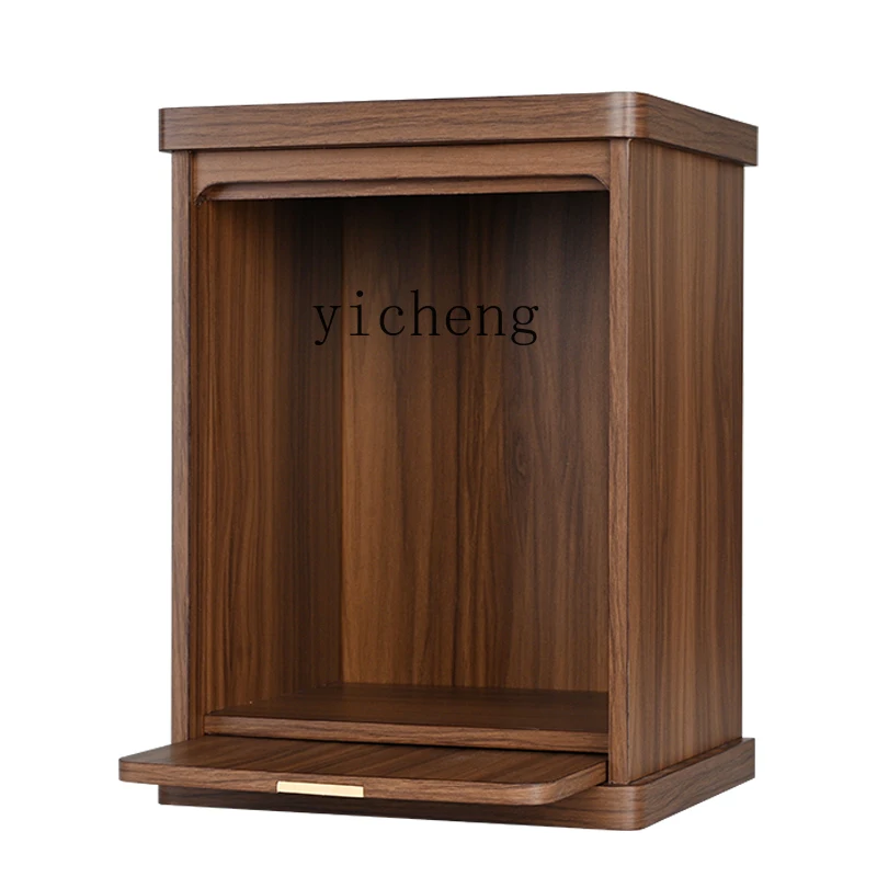 YY Solid Wood Buddha Niche with Door Modern Minimalist Wall Hanging Enshrine God of Wealth Guanyin Cabinet Altar