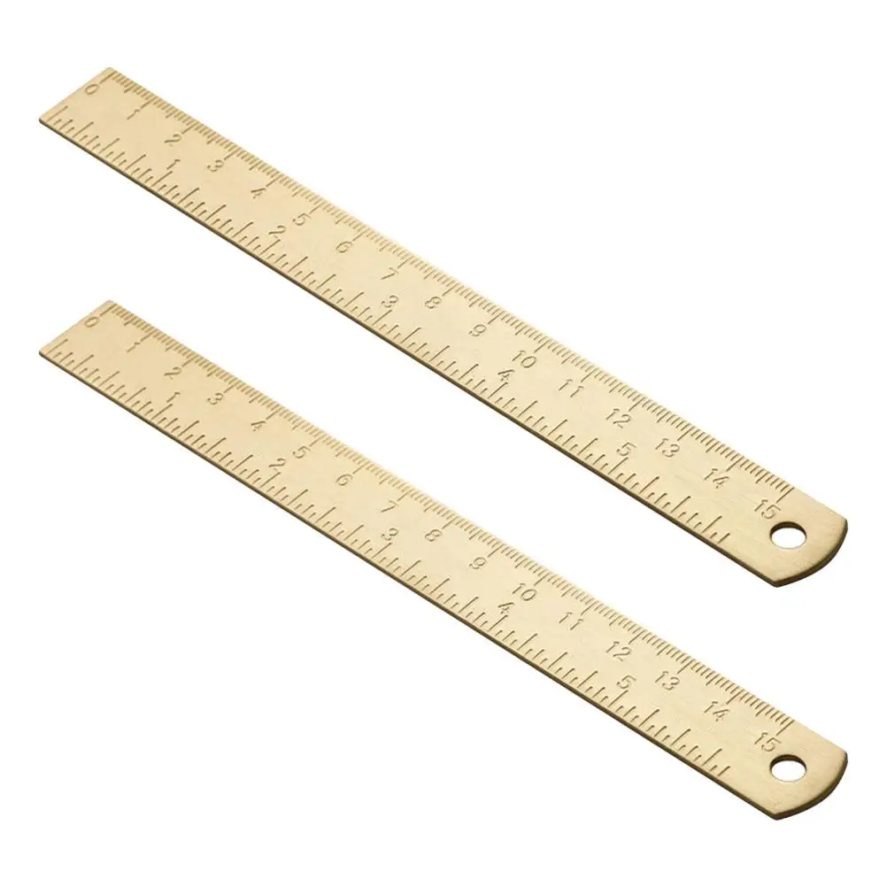 2 Pcs Brass Ruler Bookmark Study Accessory Millimeter School Office Household Small Gold Vintage Straight