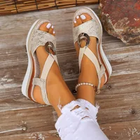 Women's Wedges Sandals 2026 Summer Snake Print Platform Sandals Gladiator Shoes Woman Comfort Casual Med High Heels Sandals - Image 5