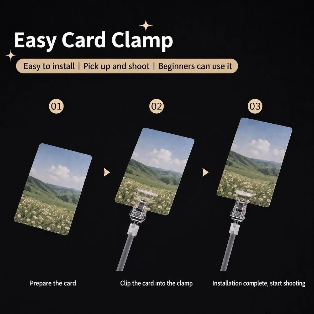 5Pcs Minimalist Plastic Card Holder Clips with Sticks Clear Flower Bouquet Card Clamp Photo Booth Props Photography