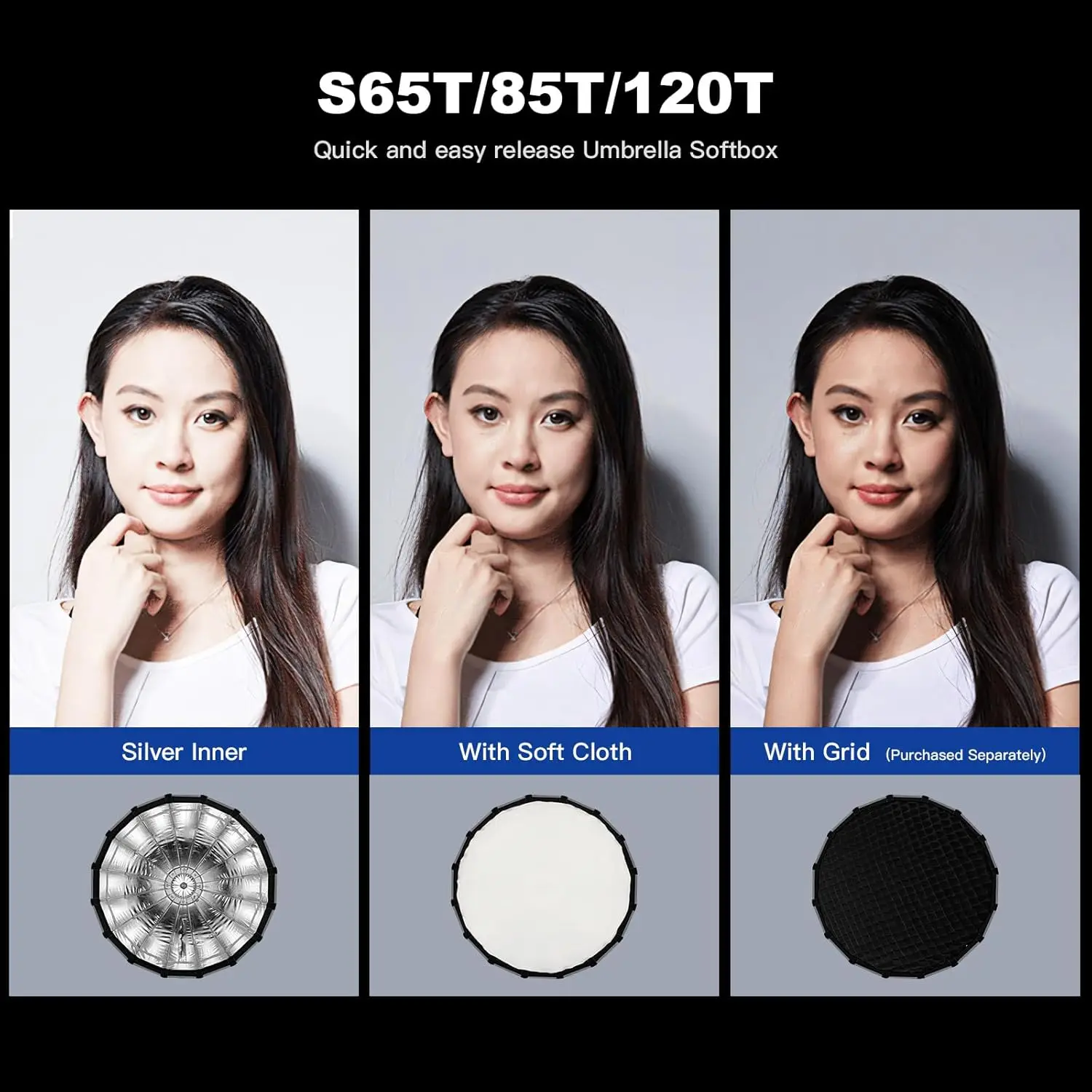 صندوق سوفت بوكس سريع التحرير مقاس 85 سم مع موزع لإضاءة التصوير الفوتوغرافي، تصميم مدمج لتركيب بوينز #5