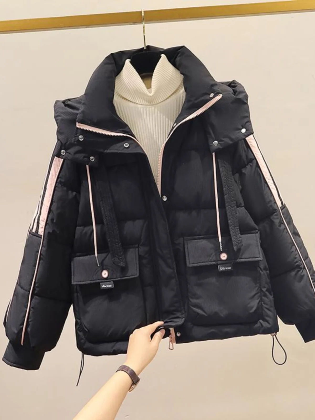 

Зимняя женская утепленная куртка-пуховик с капюшоном, свободного кроя, в корейском стиле, теплая, комфортная, на молнии, с подкладкой