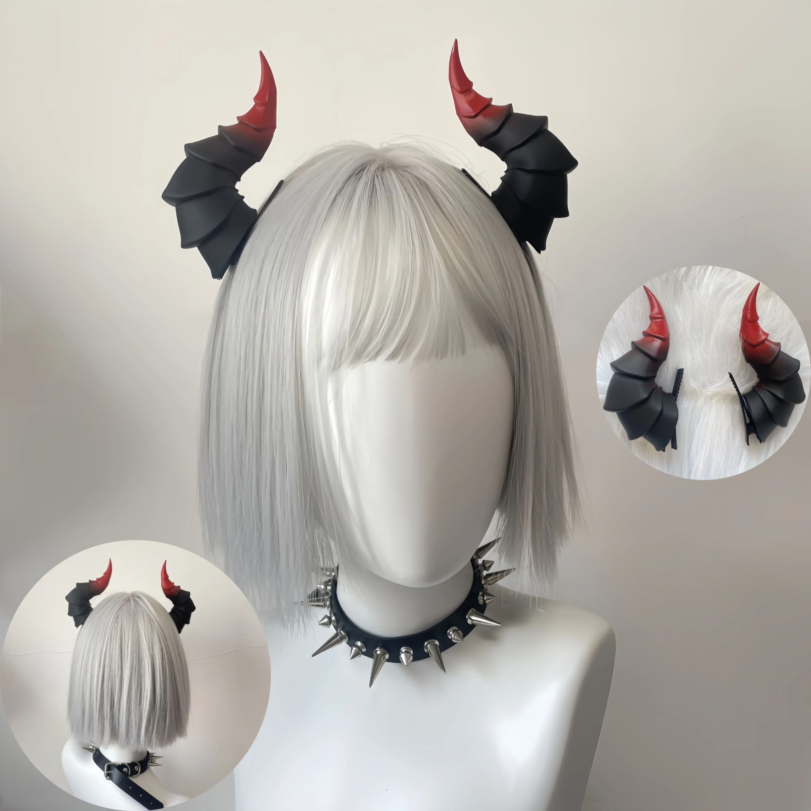 13cm Animal Simulate Horn Headband Handmade Gradient Punk Devil Horn Halloween Gothic Dark Witch Artificial Horns Cosplay Pros
