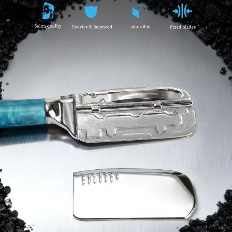 2026 الرجال مستقيم الحلاقة برو تصفيف الشعر اللحية الحاجب ماكينة حلاقة سبائك الزنك الإبط سكين أدوات إزالة الشعر مع 74 شفرات #6