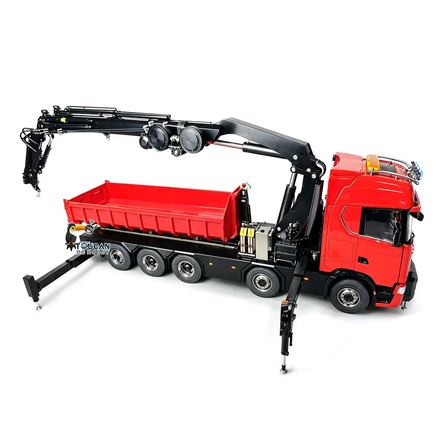 10X10 RTR 1/14 RC Hydraulic Crane Truck 770S 3Speed Metal Dumper Fly Jib Arm Rear Lift Steer Axle Wheel Reduction Diff Lock Cars