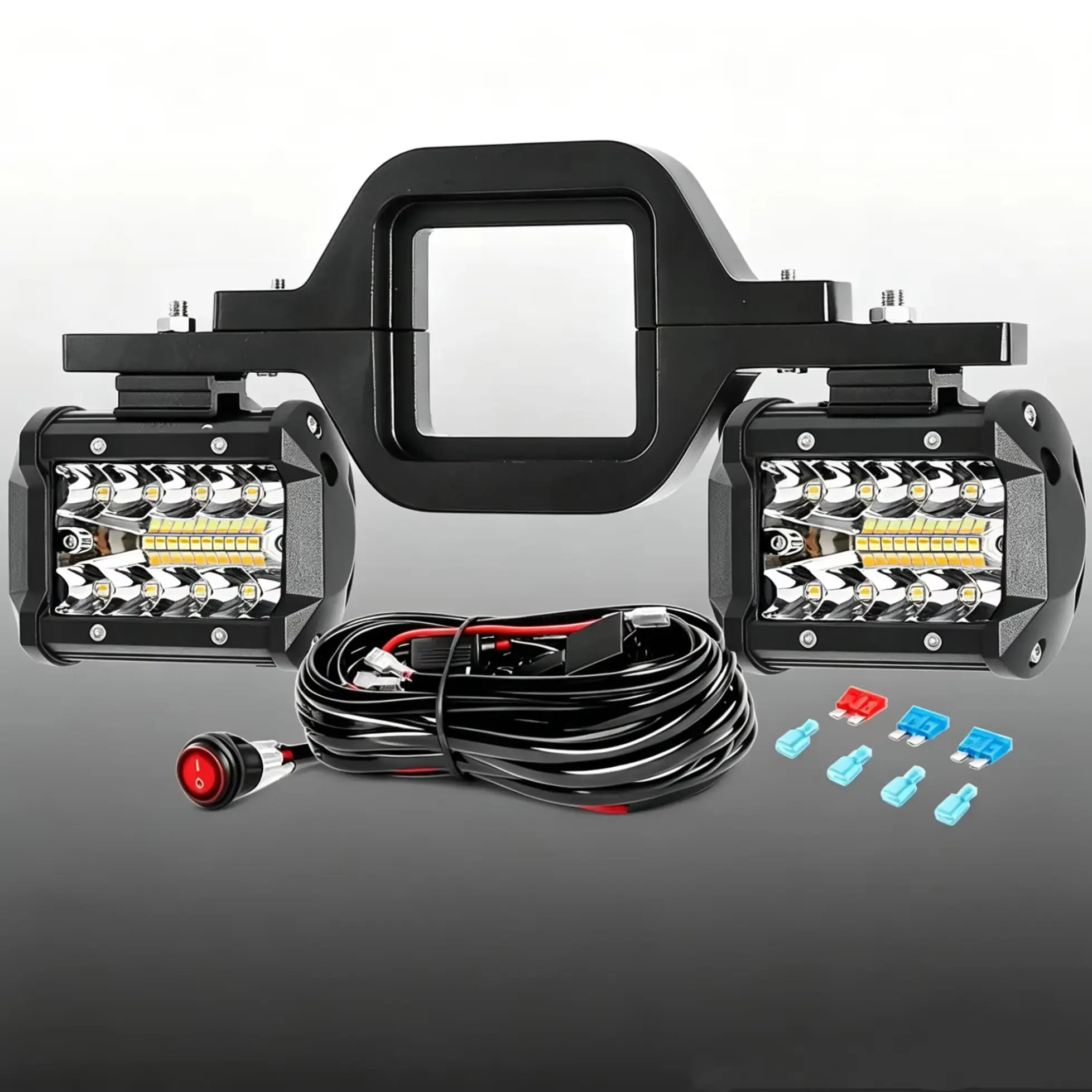 

4 Inch 60W Led Light Bar + Tow Hitch Mount Brackets Backup Reverse Lights Rear Search Lighting For Pickup ATV SUV Truck Trailer