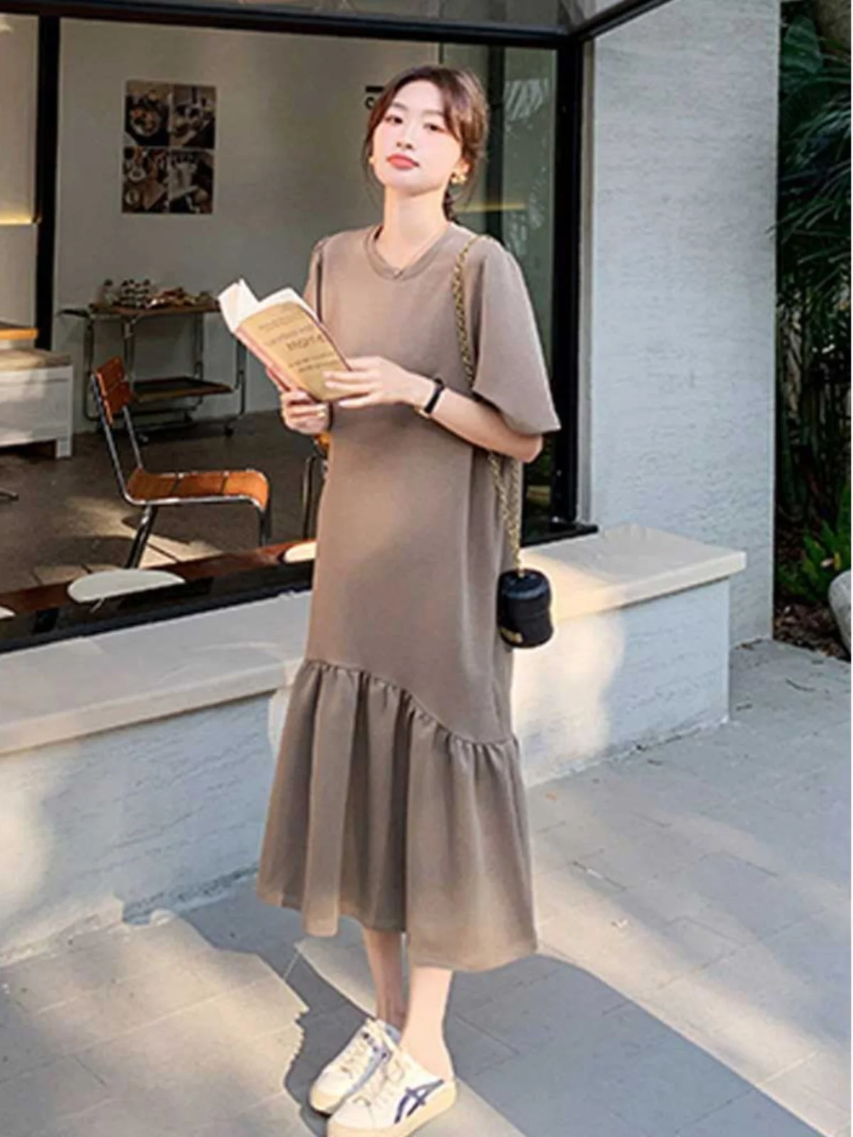 Plus Größe 300er Pou Chic Retro Spliced Fi Tail Dr Plump Mm Abnehmen Lang Dr Sommer Koreanische Sle Pendeln Dr