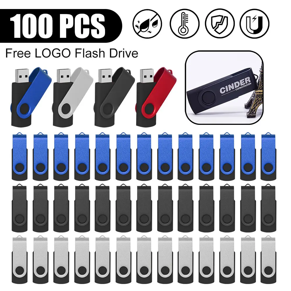 

100 Pcs USB 2.0 Flash Drive128MB 64GB Pen Drive 16GB Pendrive 32GB Disk USB Stick 1GB 2GB 4GB 8GB Memory Flash Disk Free Logo