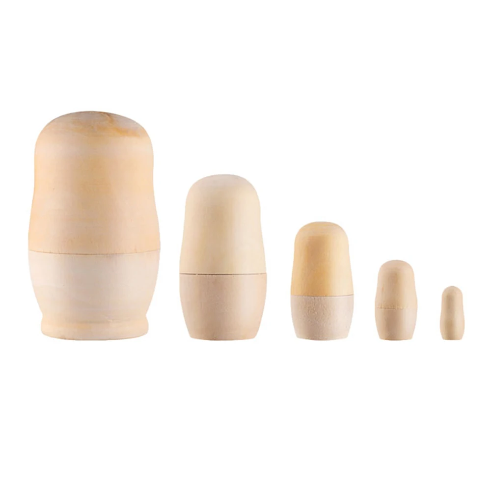 

1 set Hot Sale Unpainted DIY Blank Wooden Embryos Russian Nesting Matryoshka Toy Wholesale Unpainted Stacking New