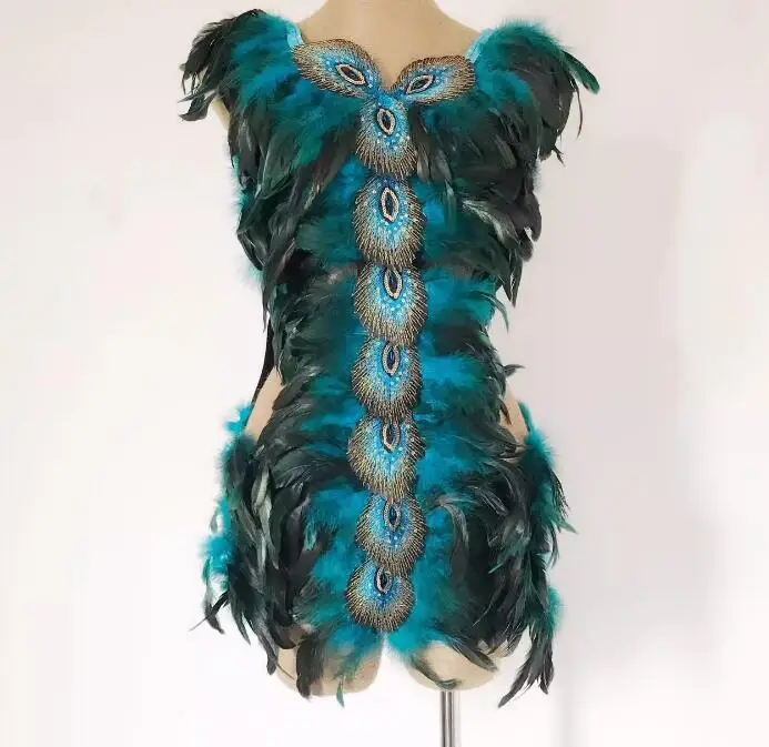 

Nightclub Stage DJ Dance Feathers Jumpsuit Women Performance