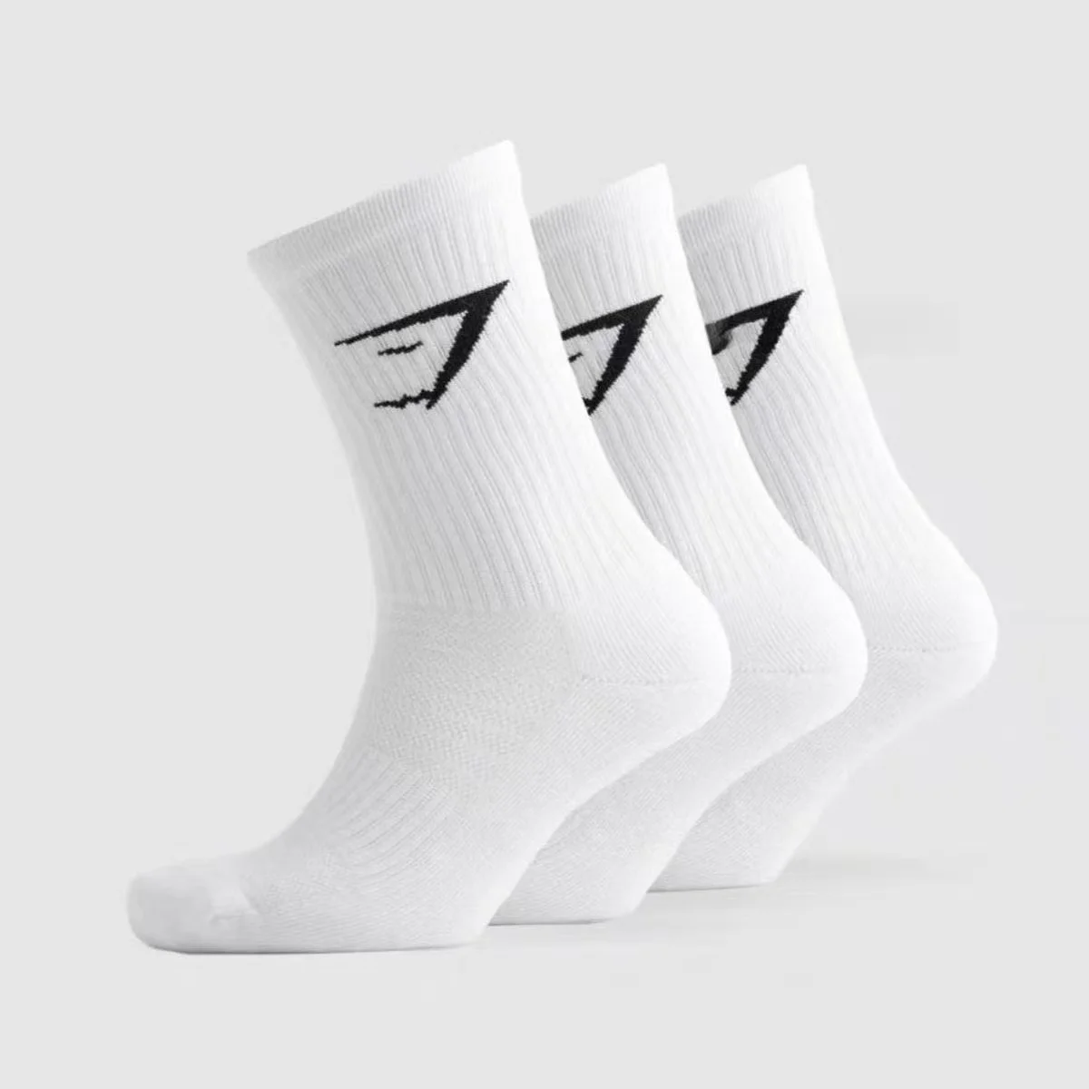 GYM SHARK 3 pairs of high-calf muscle shark fitness training socks - pure cotton socks that absorb sweat for exercise use