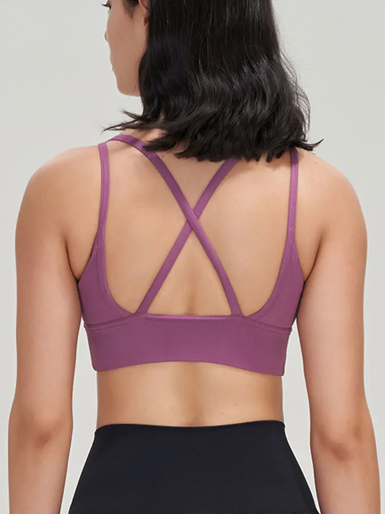 Lycra Sports Underwear Shockproof Cross Open Back Yoga Bras Crop Top Fitness Push Up Bralette Women Gym Running Vest Lingerie