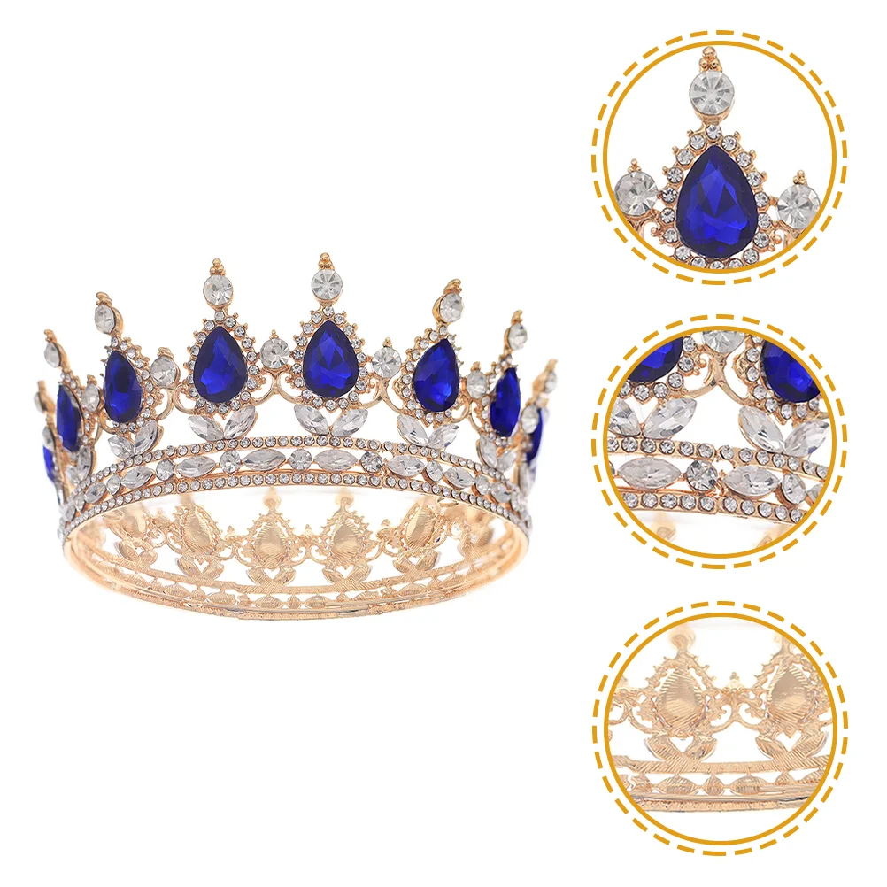 Bridal Tiara Rhinestone Full Round Crown Hair Accessories Temperament Crowns for Women