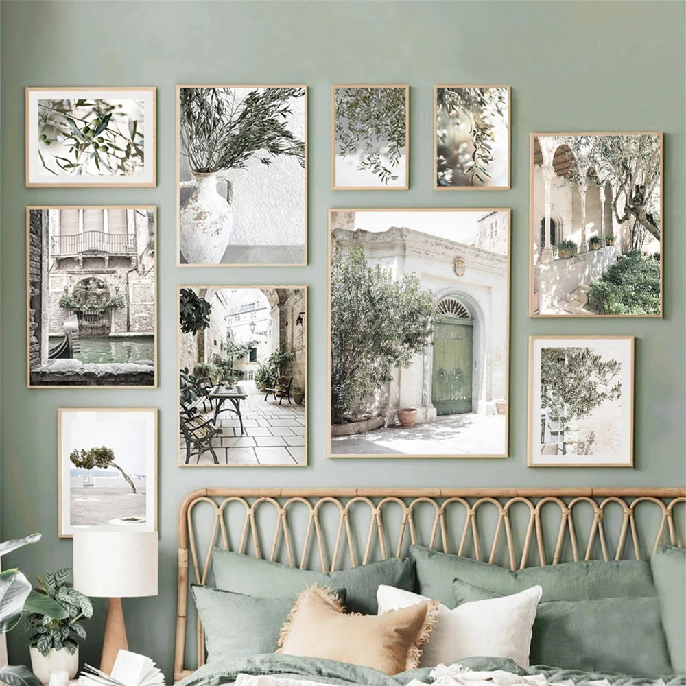 Italy Puglia Architecture Olive Tree Green Leaves Wall Art Posters Canvas Painting Nordic Print Wall Pictures Living Room Decor