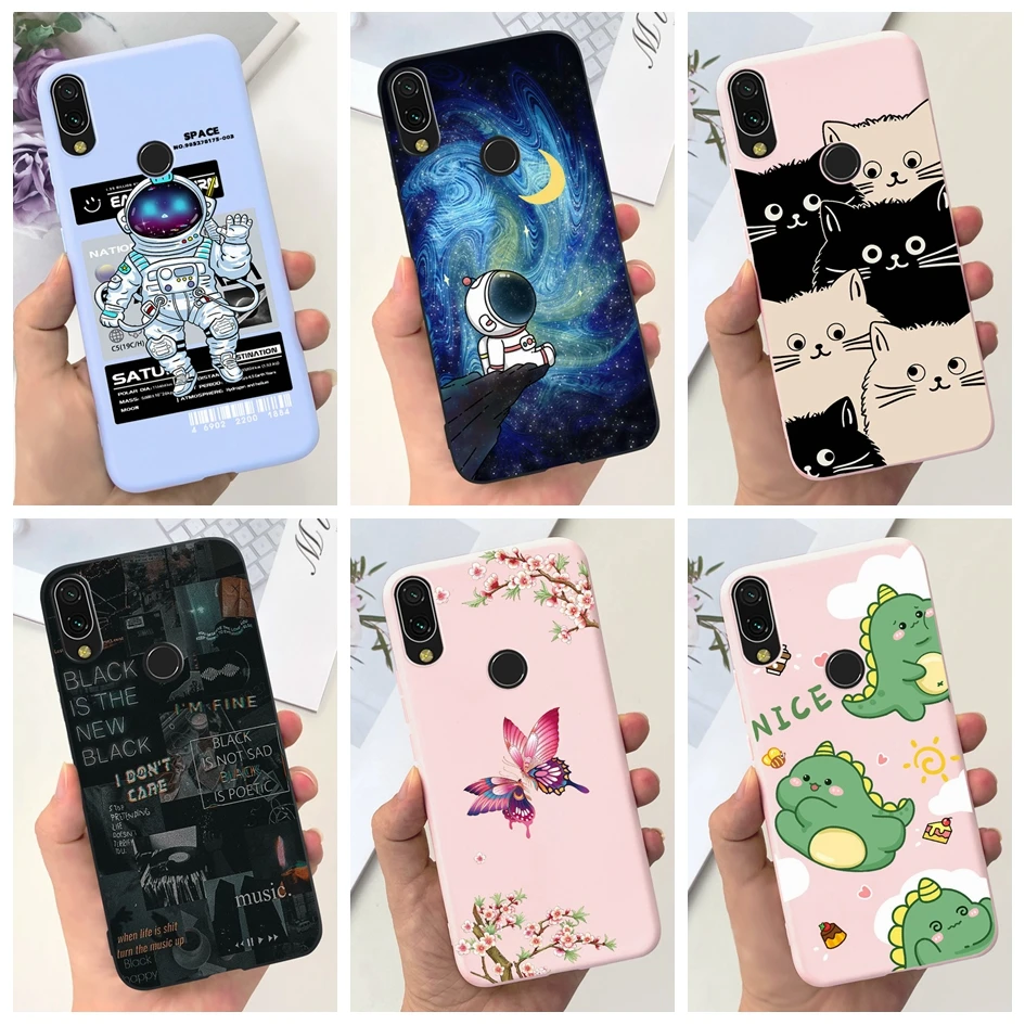 For Cover Xiaomi Redmi Note 7 Pro Phone Case Lovely Astronaut Bear Soft Silicone TPU Cover For Xiaomi Redmi 7A Redmi7 Note7 Capa