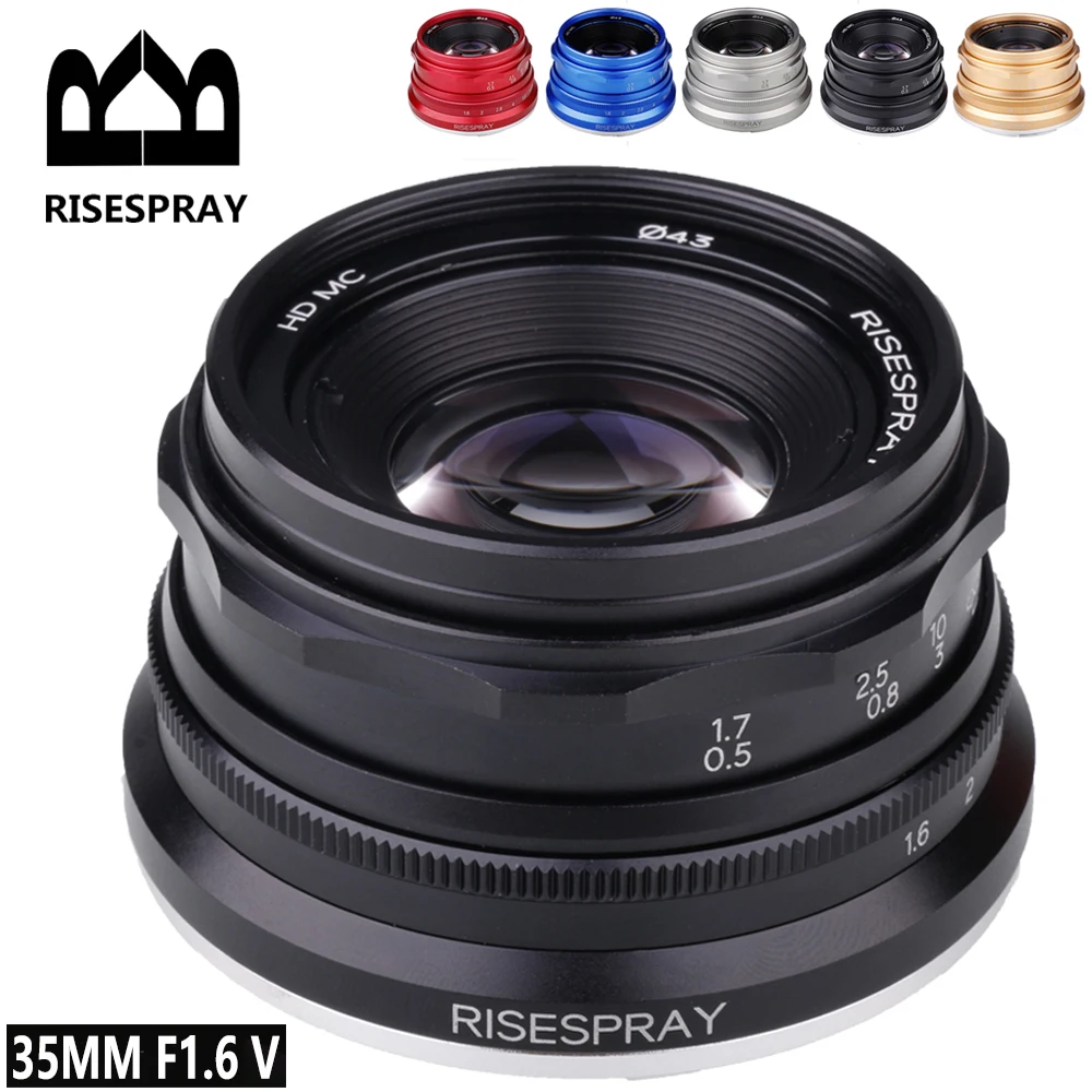 

RISESPRAY 35mm F1.6 V APS-C Prime Lens for Sony E A6600 6500 Fuji XF Canon EOS-M M50 Panasonic/Olympus Micro 4/3 BLACK