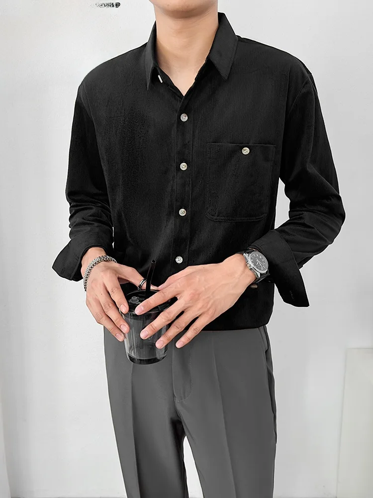 

Мужская вельветовая рубашка-куртка в американском стиле, повседневная, с длинным рукавом, для весны и осени, удобная посадка, молодежная мода