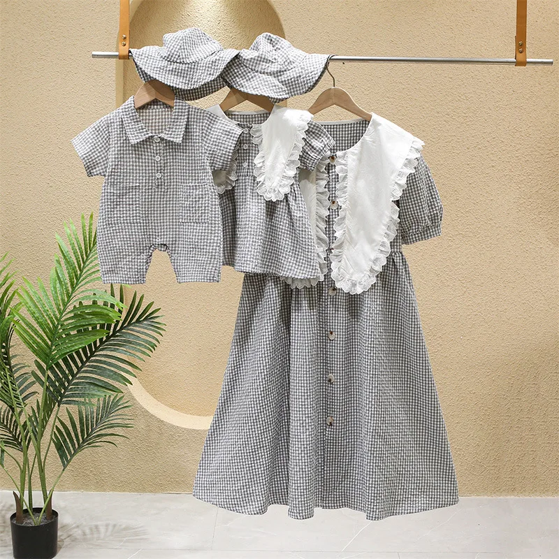 Mother And Baby Matching Clothes Mom Son Daughter Clothing 2022 Summer Brother Sister Outfits Infant Boy Romper Mamas Girl Dress