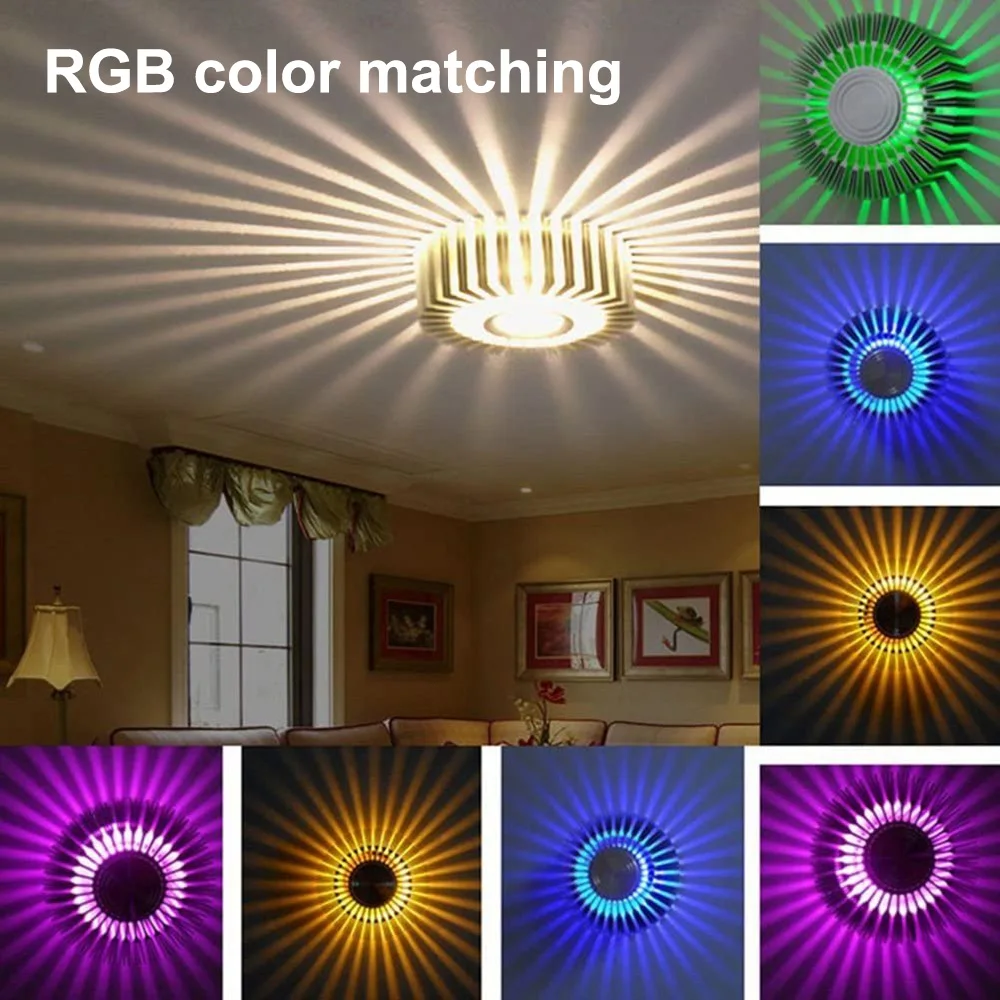 Mounted LED Wall Light 3W Sunflower Wall Lamp Colorful Sconce Spot Lamp With Remote Control for Living Room Path Way Corridors