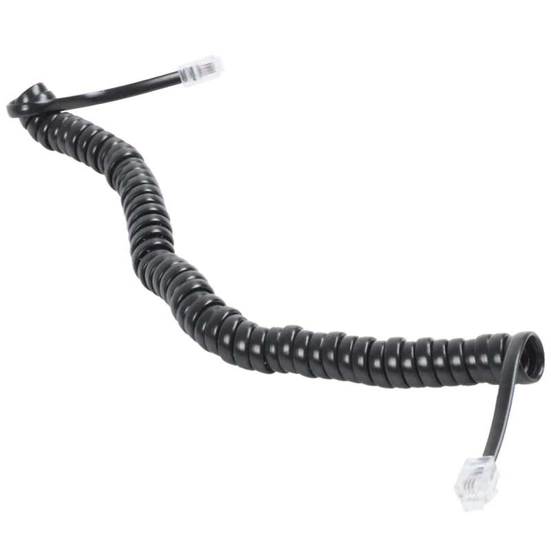 

【Last-Chance!】5Pcs 9.3 Inch Black RJ9 Telephone Phone Modem Coil Line Cord Cable