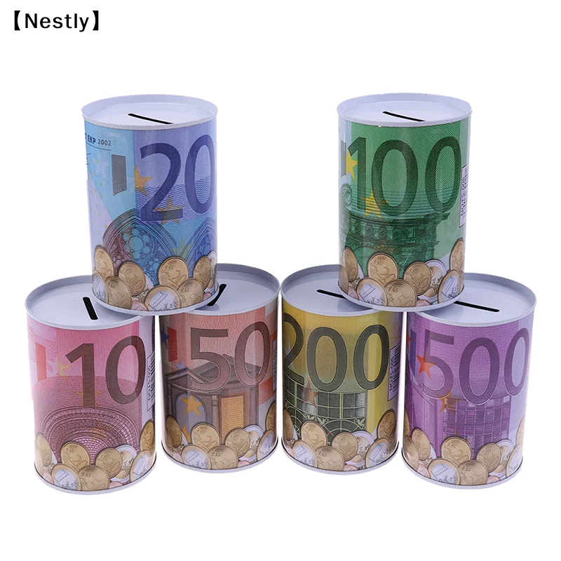 Euro Dollar Money Box Safe Cylinder Piggy Bank Banks For Coins Deposit Boxes〔Nest〕