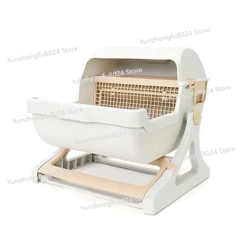 

Cat Toilet Extra Large Semi-automatic Pet Toilet Semi Enclosed Cat Litter Box Environmentally Friendly Material