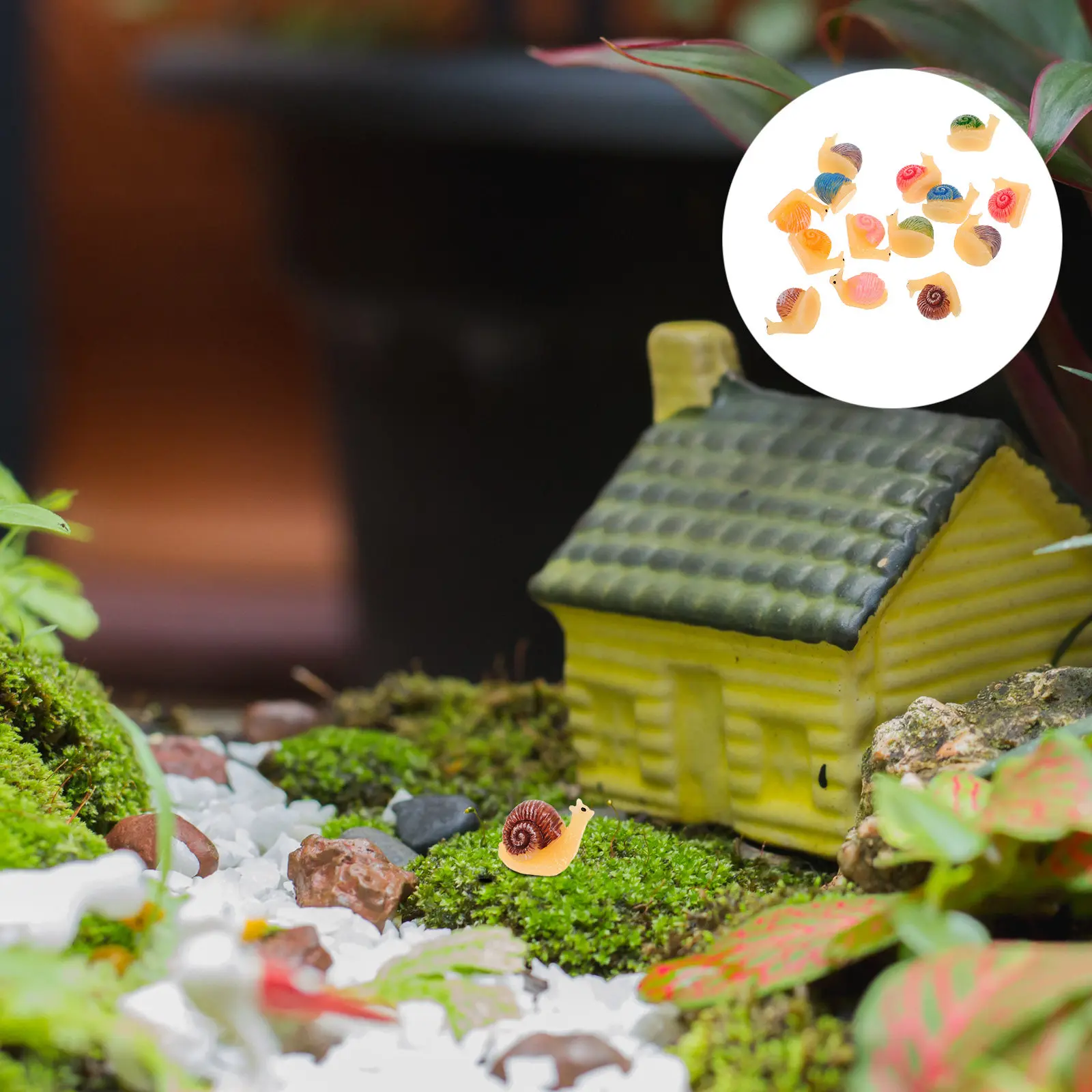 14Pcs Realistic Resin Snail Garden Statue Set Miniature Micro Landscape Snail Shell Decor Fairy Garden Accessories