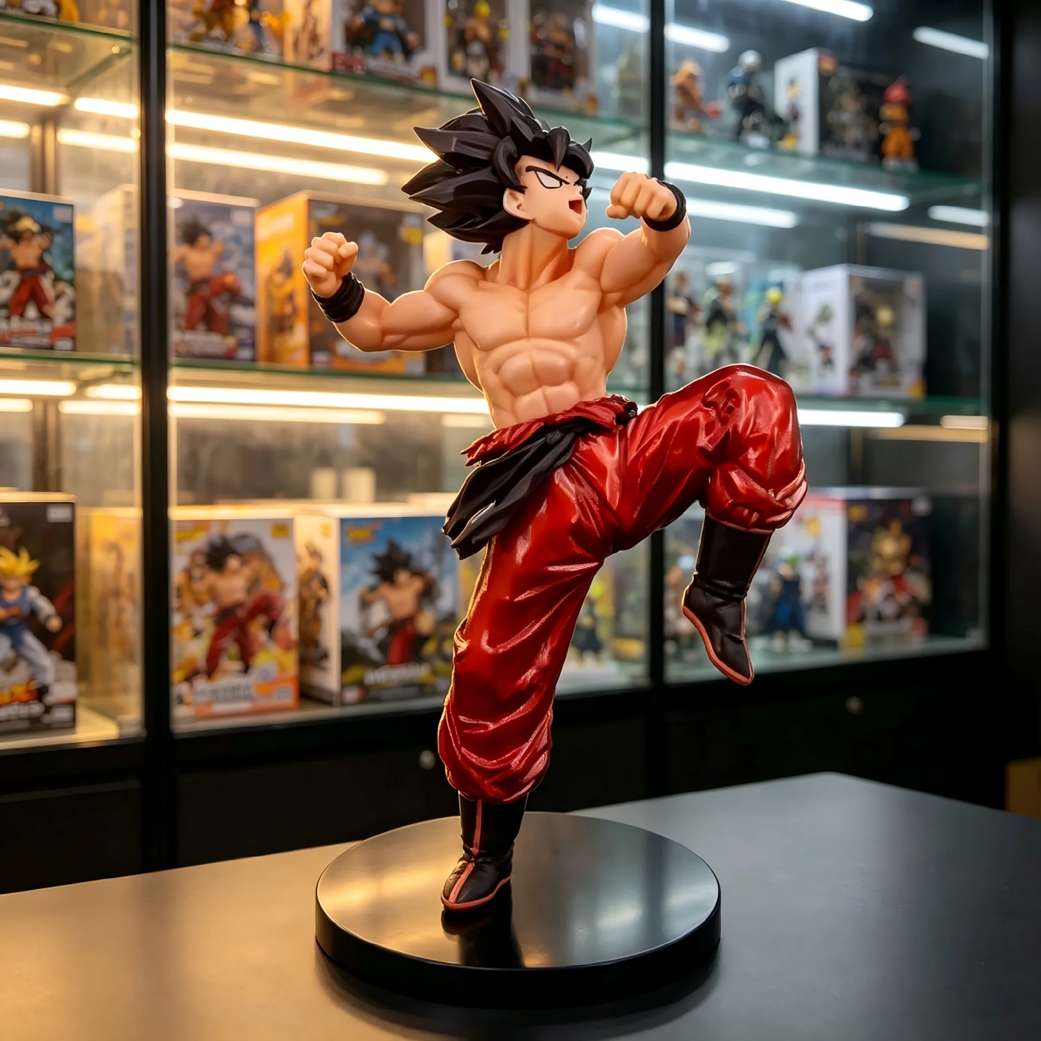 Dragon Ball Son Goku 19cm Anime-Figur, Dynamische Kampf-Kick-Positur PVC-Sammlerstück, Geschenk für Anime-Enthusiasten
