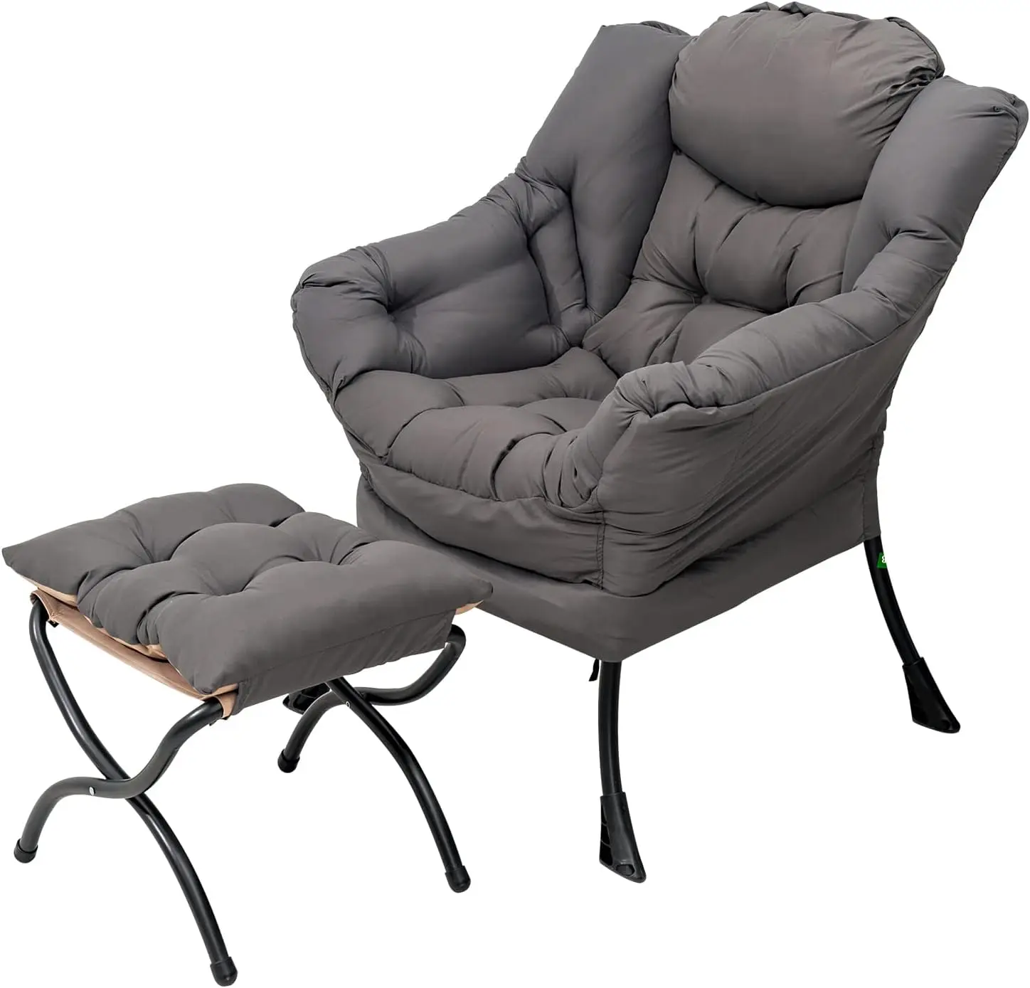 

Lazy Chair with Ottoman, Modern Lounge Accent Chair with Armrests and a Side
