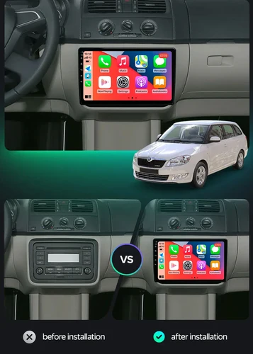Imagen 2 del producto Radio con GPS para coche, reproductor Multimedia con Android 14, 4G, WIFI, Carplay, QLED 2007, para Skoda Fabia 2 2014-360