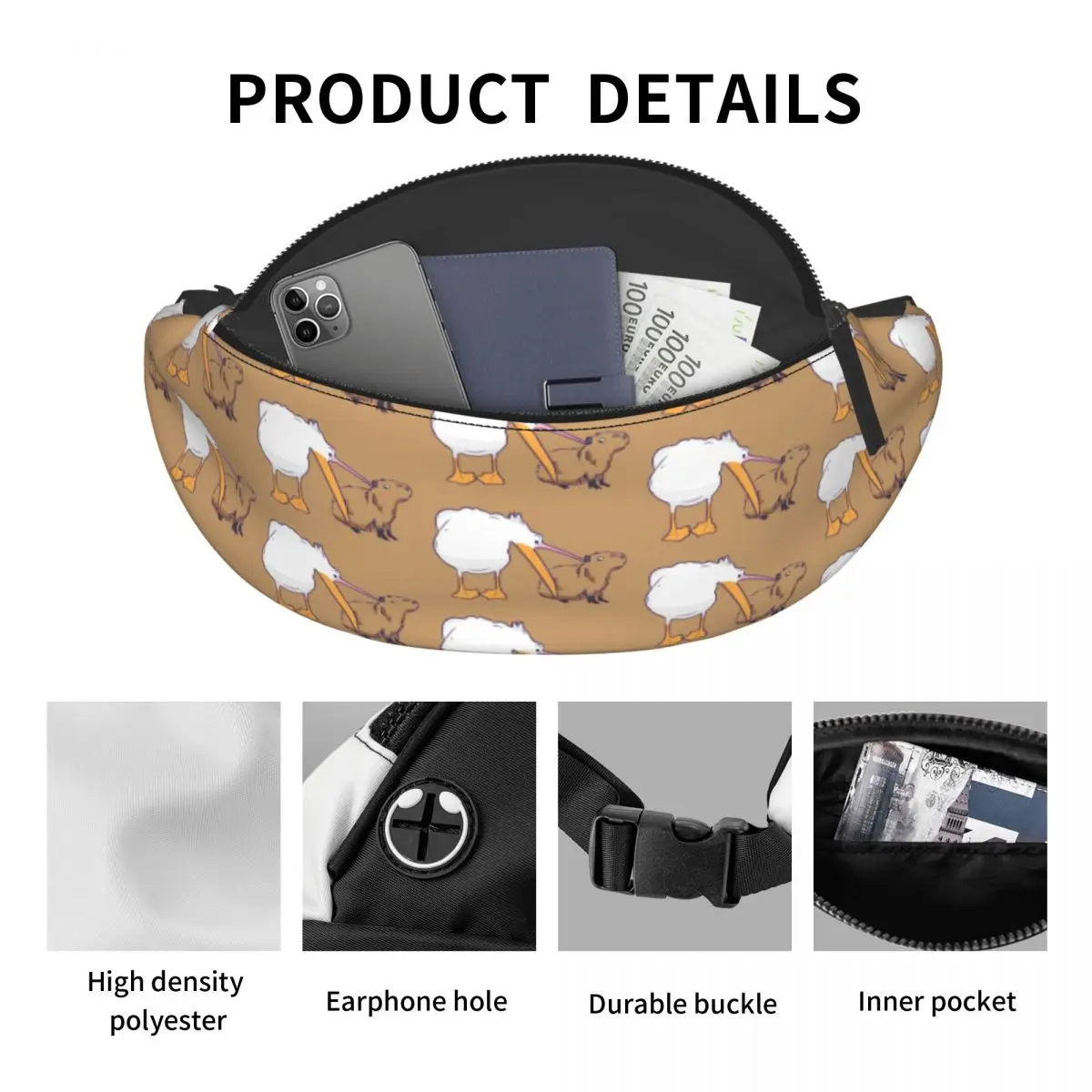 Divertente Capybara Meme marsupio donna uomo personalizzato simpatico animale Crossbody marsupio per viaggi escursionismo telefono Money Pouch