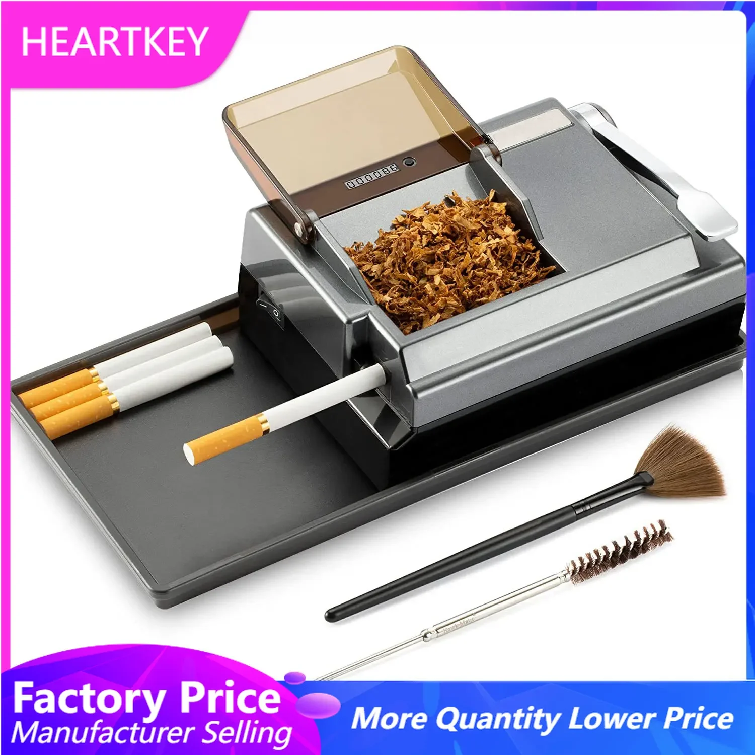 

Electric Cigarette Rolling Machine Portable Household DIY Tobacco Roller Maker Manual Semi-Automatic Cigarette Injector Machine